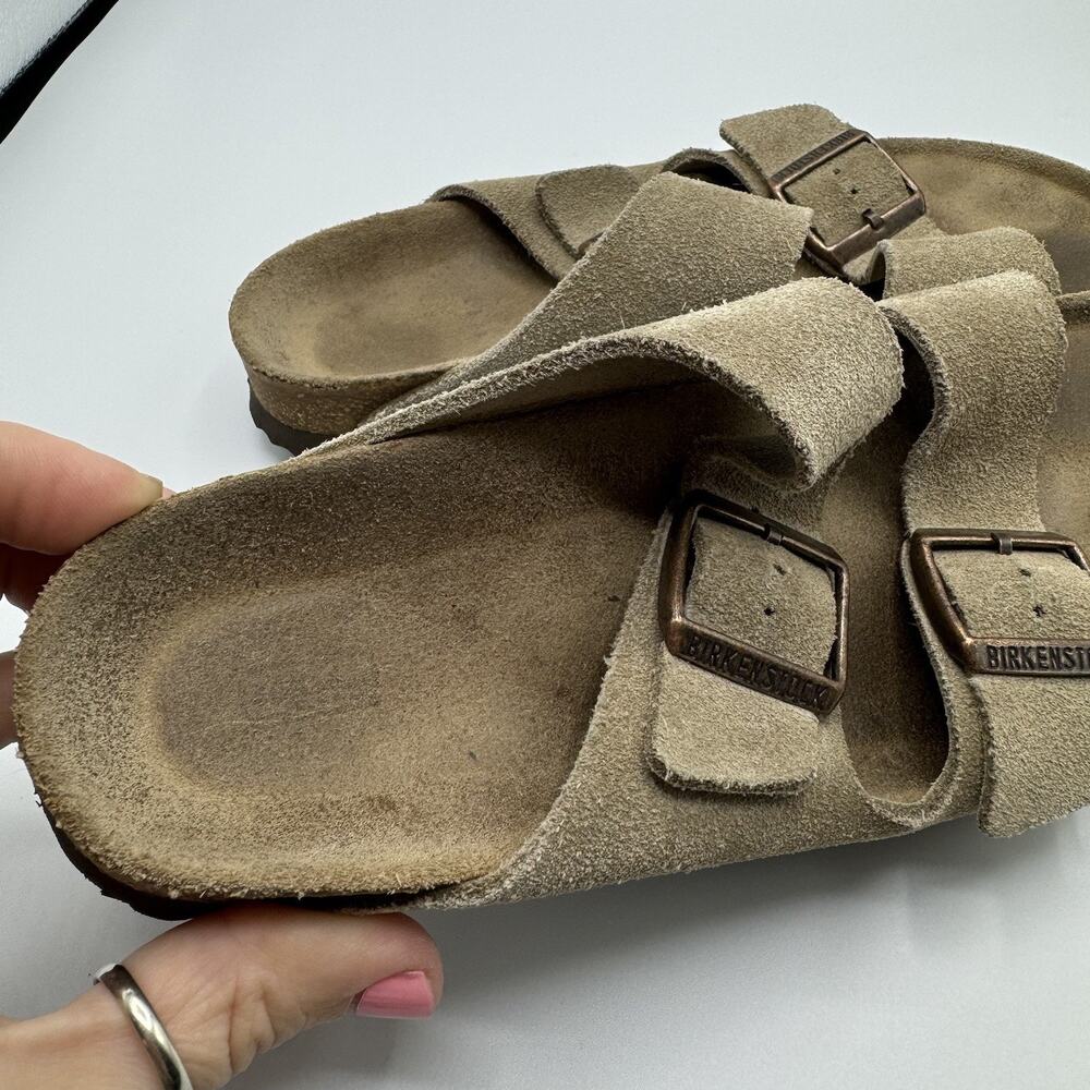 Birkenstock Arizona Soft Footbed Taupe Suede Leather Sandals Womens Size 37 US 6 - Picture 6 of 6